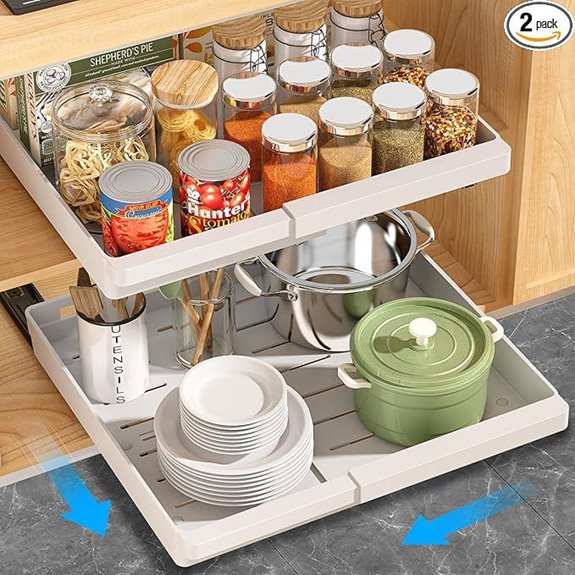 2 Pack Expandable Pull Out Cabinet Organizers