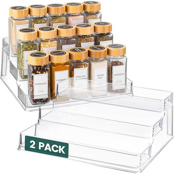 Oizeir 2-Pack Clear 3-Tier Spice Rack Organizer