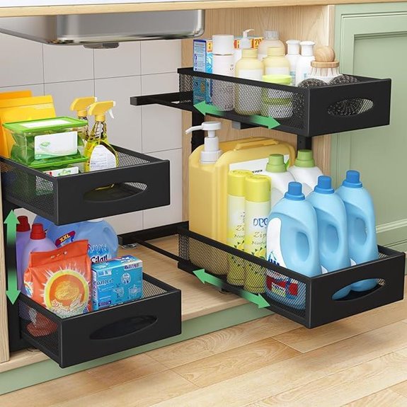 Under Sink Organizer 2-Tier Pull-Out Baskets