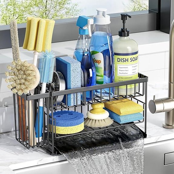 Cisily 2-Tier Sink Organizer with Brush & Sponge Holder