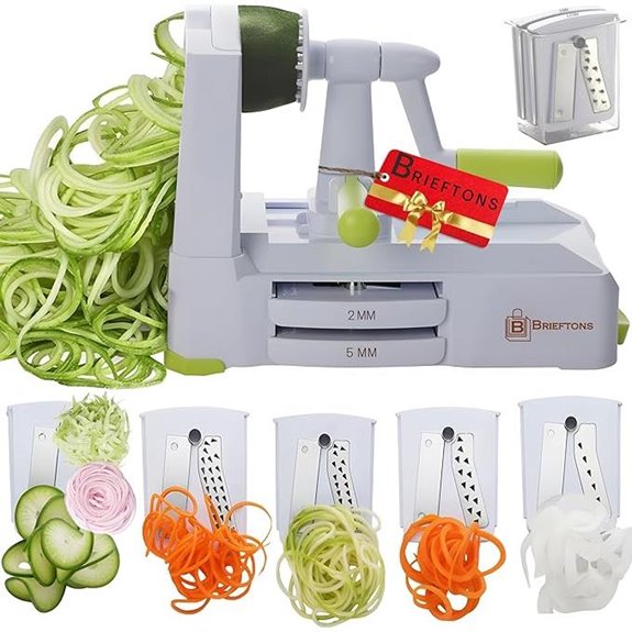 Brieftons 5-Blade Vegetable Spiralizer with Recipes