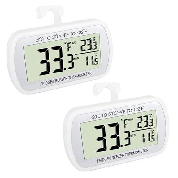 Waterproof Digital Refrigerator Thermometers (2 Pack)