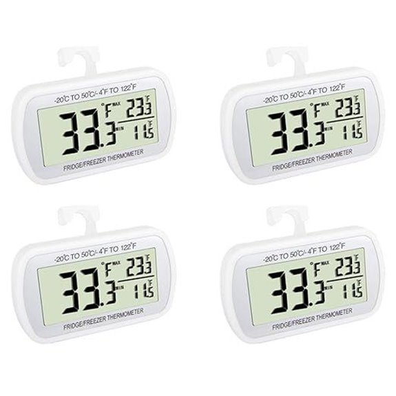 Waterproof Digital Refrigerator Thermometers (4 Pack)
