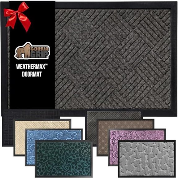 Gorilla Grip Waterproof Doormat 17x29 Gray Diamond