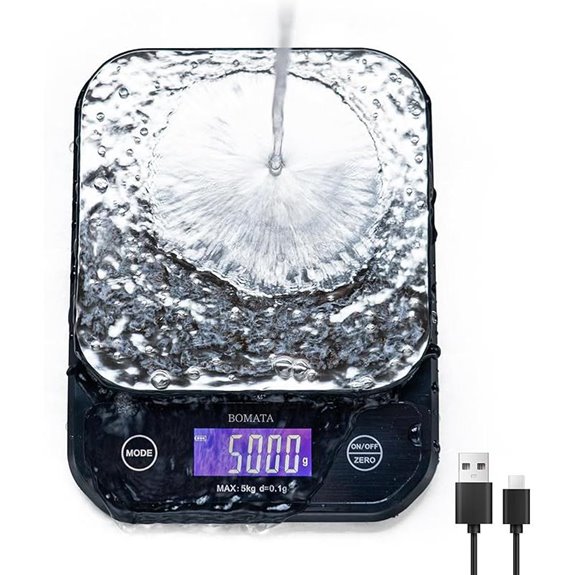 BOMATA Waterproof Digital Kitchen Scale 5kg Rechargeable