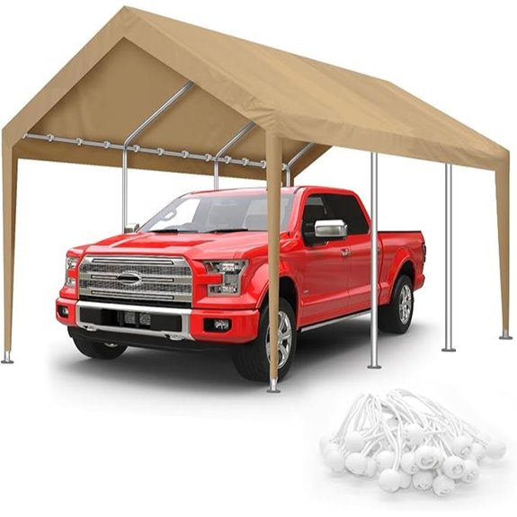 10x20FT Waterproof UV Carport Cover with Bungees