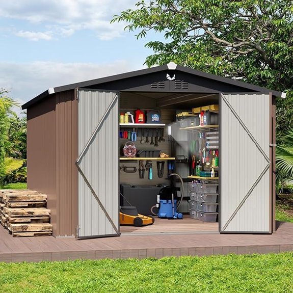10x12 Waterproof Metal Storage Shed with Lockable Door