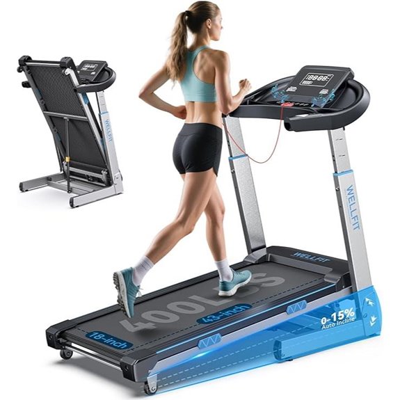 WELLFIT Treadmill with Auto Incline and Remote