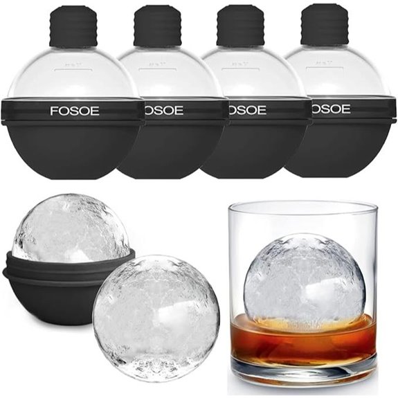 Silicone Ice Ball Molds for Whiskey (Set of 4)