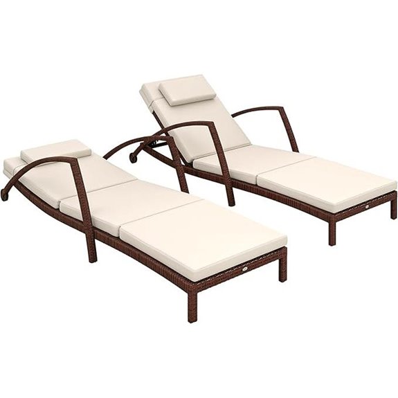 Outsunny Wicker Reclining Pool Lounge Chairs (Set of 2)