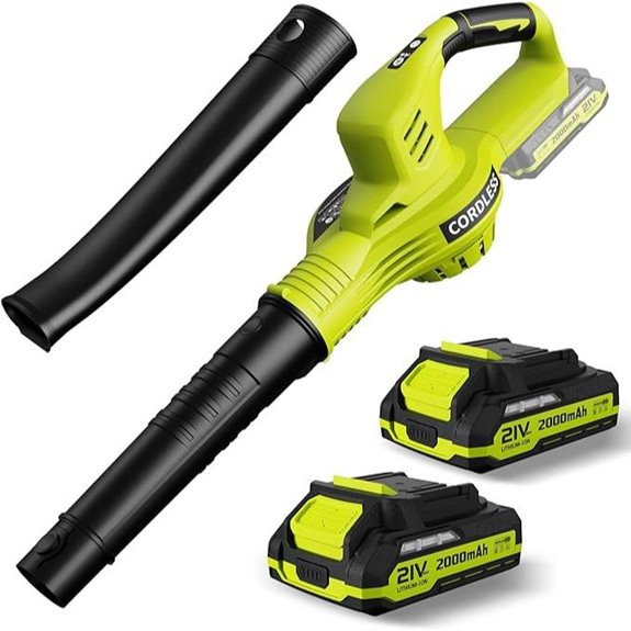 Cordless 21V Leaf Blower with Batteries and Charger