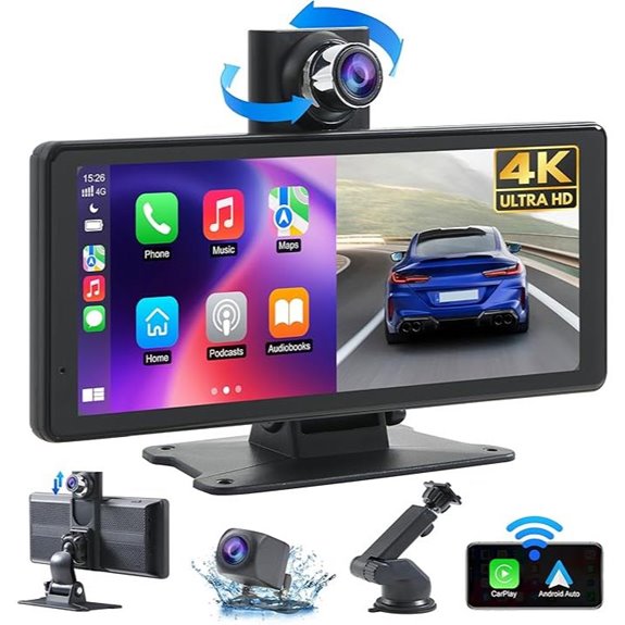 Wireless Car Stereo with 4K Dash Cam and Touch Screen