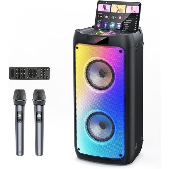 Karaoke Machine with Wireless Microphones and Disco Lights