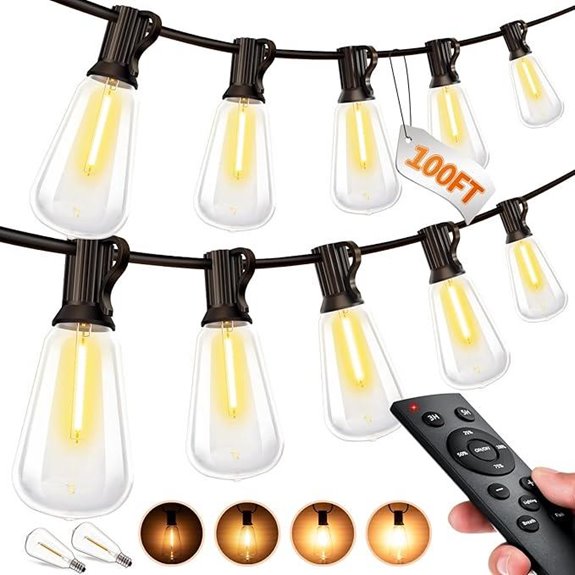 Outdoor String LED Patio Lights with Remote Control