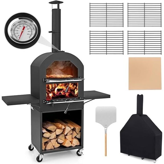 Giantex Outdoor Wood-Fired Pizza Oven with Accessories