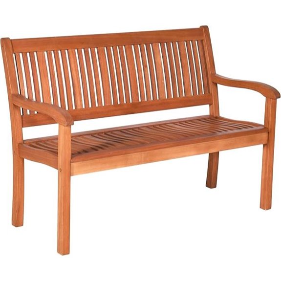 Tangkula Outdoor Wooden Garden Bench with Armrest