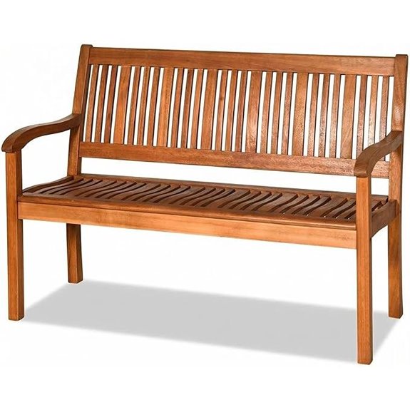 Costway Wooden Outdoor Bench with Armrest