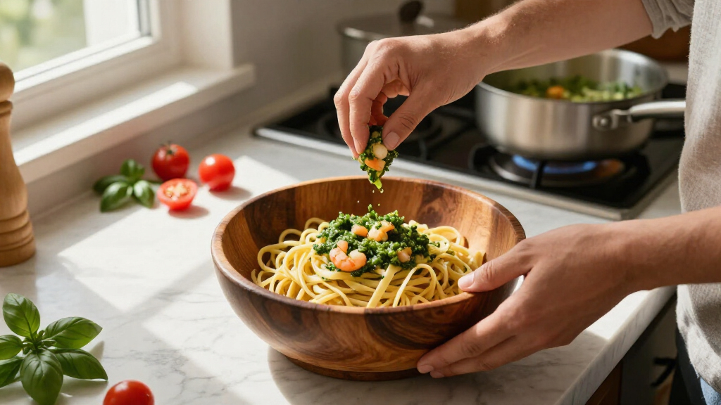 Pici Con Pesto Di Gamberi